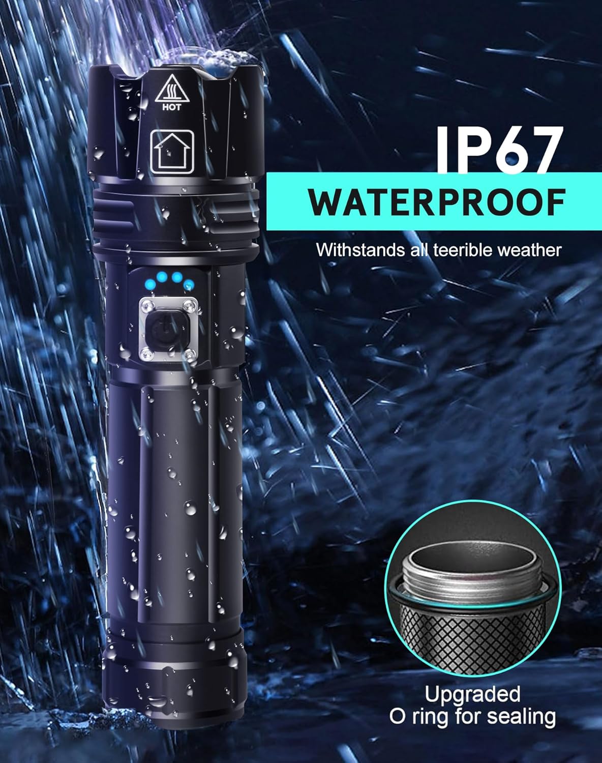 ANTWIS LED Torch Rechargeable Flashlight with High Lumens, 20000 Lumens Super Bright Torch, XHP70.2 High Powered Torches, Long Lasting, Waterproof, Zoomable, for Gift Camping Hiking Emergency