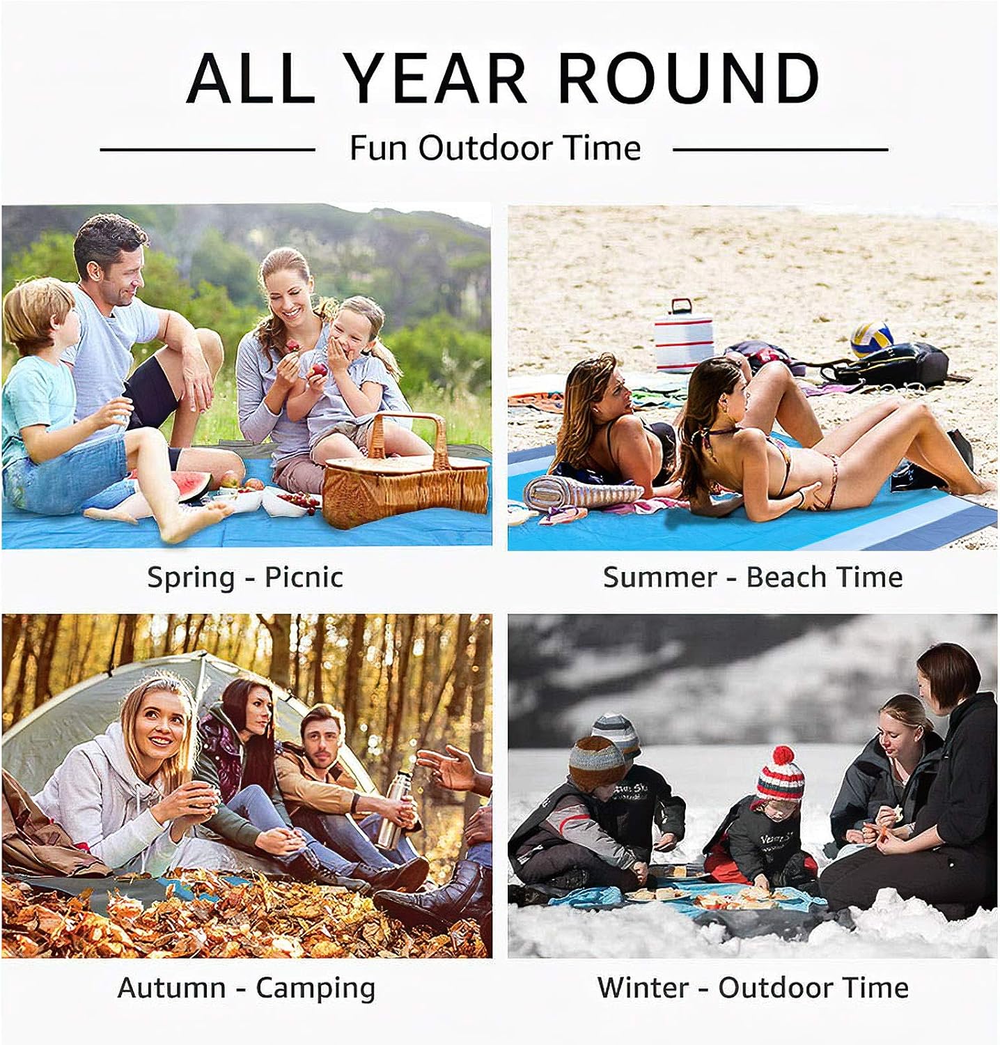 Sand Free Beach Blanket, Extra Large Waterproof Beach Mat-Lightweight Quick Drying Heat Resistant Outdoor Picnic mat for Travel, Camping, Hiking and Music Festivals