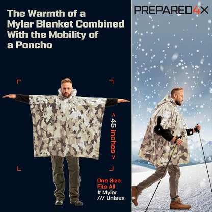 Blanket Poncho - Keeps You and Your Gear Dry and Warm - Survival Equipment for Outdoor Activity - Camping Hiking Gear