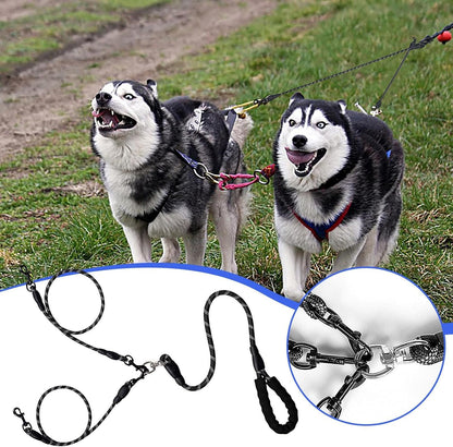 Double Dog Coupler, No Bungee Design, Heavy Duty Pet Lead, Comfortable dog handle, Shock Absorbing Walking Gear, Adjustable Outdoor Accessory for on Travel or Walks