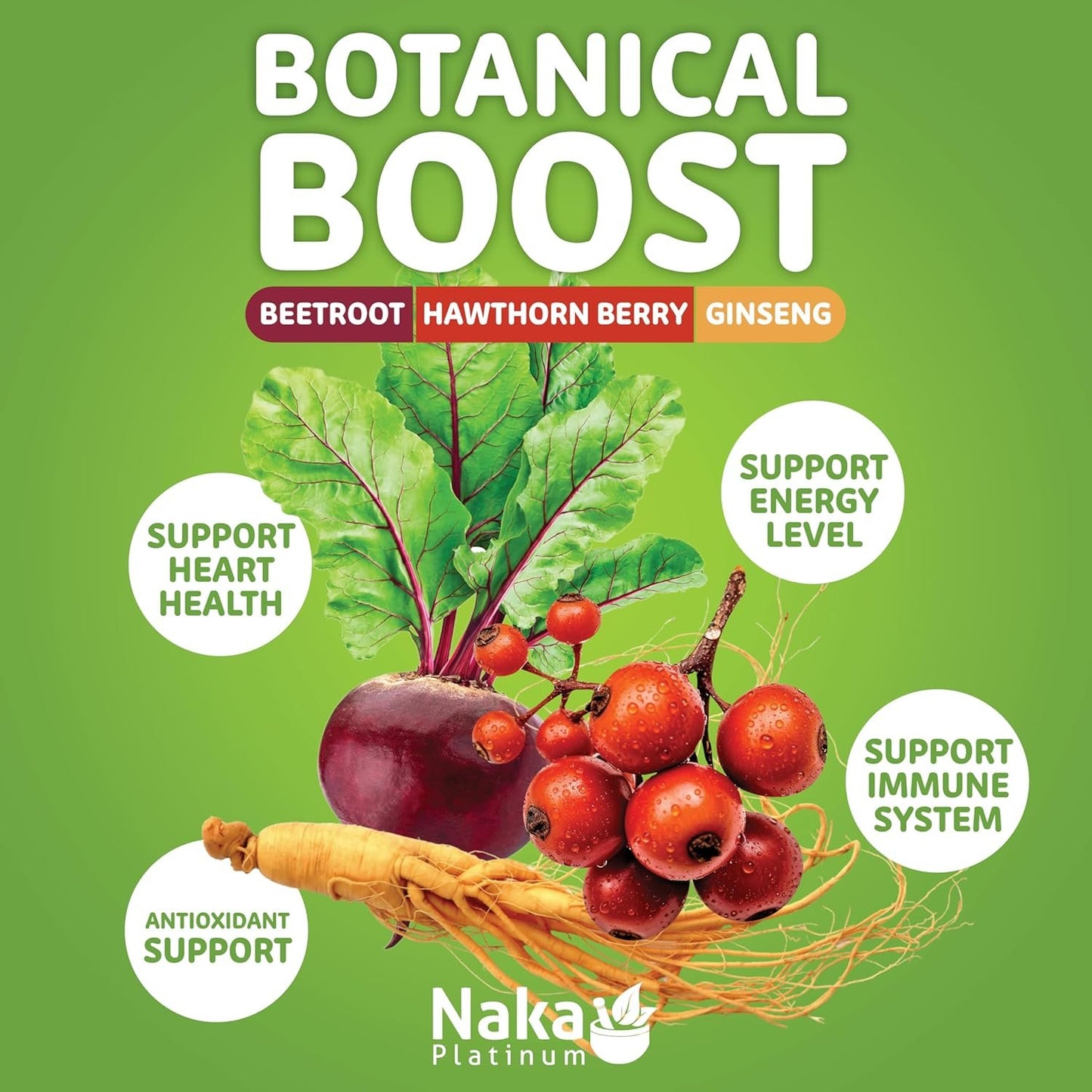 Naka Electrolytes + Energy, Natural Hydration Drink Mix powder, Berry Flavour, Caffeine Free, Botanical Boost with Beetroot, Hawthorn Berry and Ginseng, Made in Canada (24 sachets)