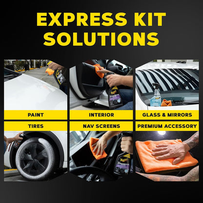 Meguiar's Drive-Thru Car Wash Express Touch-Up Kit - The Perfect Car Detailing Kit for Touching Up After Running Through an Automatic Car Wash or After Washing Your Ride at Home, Clean Inside and Out