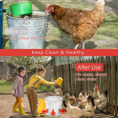 12Pcs Chicken Waterer Cups, Automatic Chicken Water Feeder with Nut and Hole Saw, PILZUME Chicken Watering System Poultry Water Feeder Kit, Suitable for Chicks Duck Goose Birds