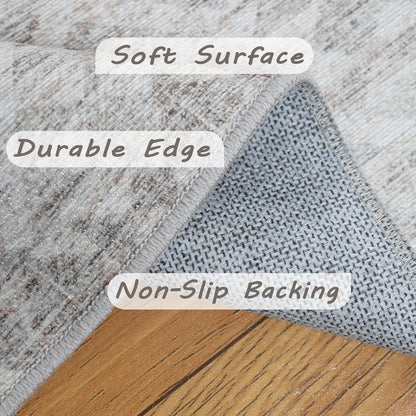 Fortsea 5'x7' Machine Washable Abstract Design Area Rug Machine Washable Area Rugs 5X7, Non Slip, Stain Resistant, Home Decor Living Room Area Rugs 5x7 (Grey Beige 5x7)…