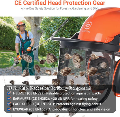 GUARDLEAD Chainsaw Helmet Forestry Safety Helmet System C009R; Integrated Eyewear, Visor and Hearing Protection