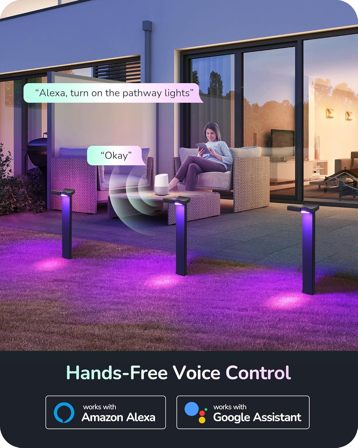 EDISHINE Smart Landscape Path Lights, RGBW 350LM LED Pathway Lights, APP Control, Compatible with Alexa & Google, Music Sync, Waterproof Aluminum Outdoor Landscape Lighting for Yard, 48FT