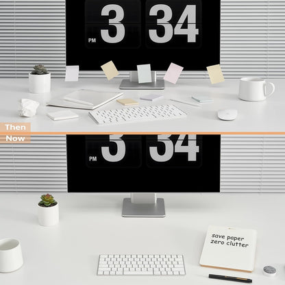 Desktop Glass Whiteboard with Reversible Wood Stand, Small White Board, Mini Dry Erase Whiteboard Easel for Desk, Reusable Desk Notepad 9.5"x6.7" for Home, Office, Accessories Included, Yeoux