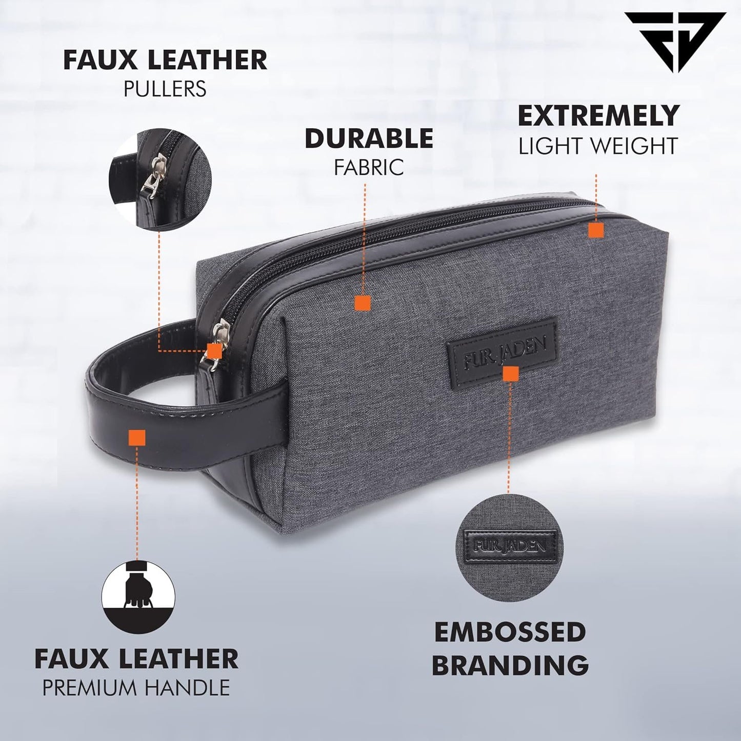Fur Jaden Travel Toiletry Kits Essentials Bag for Men and Women Shaving Kit Organiser Make Up and Gadget Pouch Hygiene Bag, Grey, S, Travel Toiletry Kits Essentials Bag