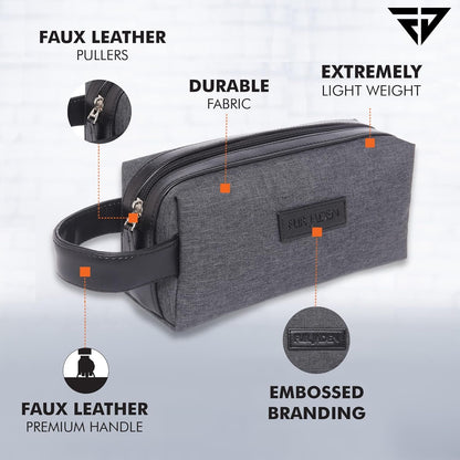 Fur Jaden Travel Toiletry Kits Essentials Bag for Men and Women Shaving Kit Organiser Make Up and Gadget Pouch Hygiene Bag, Grey, S, Travel Toiletry Kits Essentials Bag