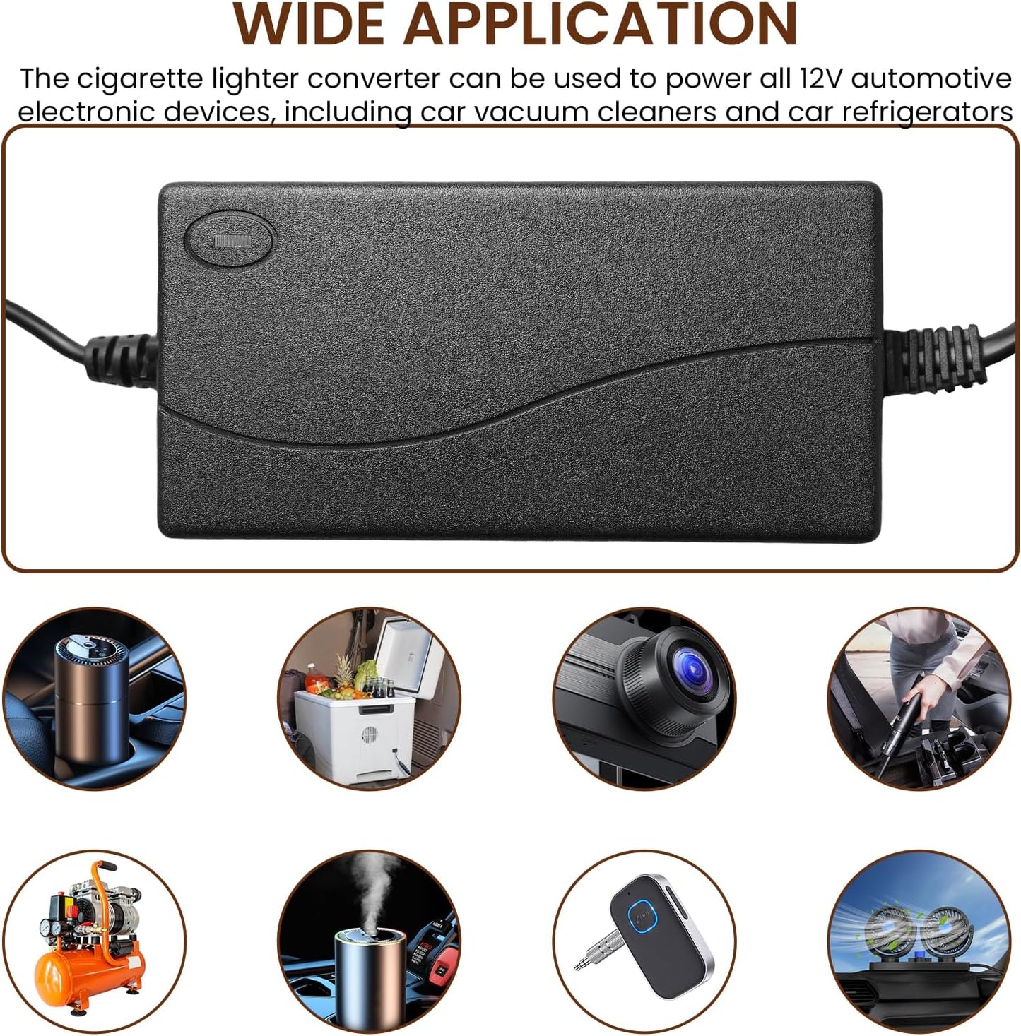 2 x AC to DC Converter Adapter 220V to 12V 5A Cigarette Lighter Power Adapter for Car Fridge Vacuum Cleaner