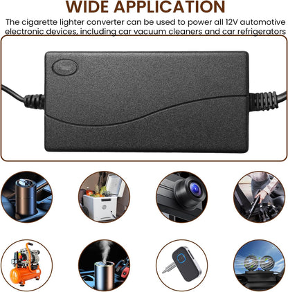 2 x AC to DC Converter Adapter 220V to 12V 5A Cigarette Lighter Power Adapter for Car Fridge Vacuum Cleaner