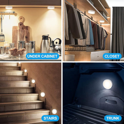 Upgrade Puck Lights with Remote and Timer, 12 Color Changing Under Counter Lights, Wireless Under Cabinet Lights Battery Powered, Dimmable Battery Operated Light, Stick On Lights