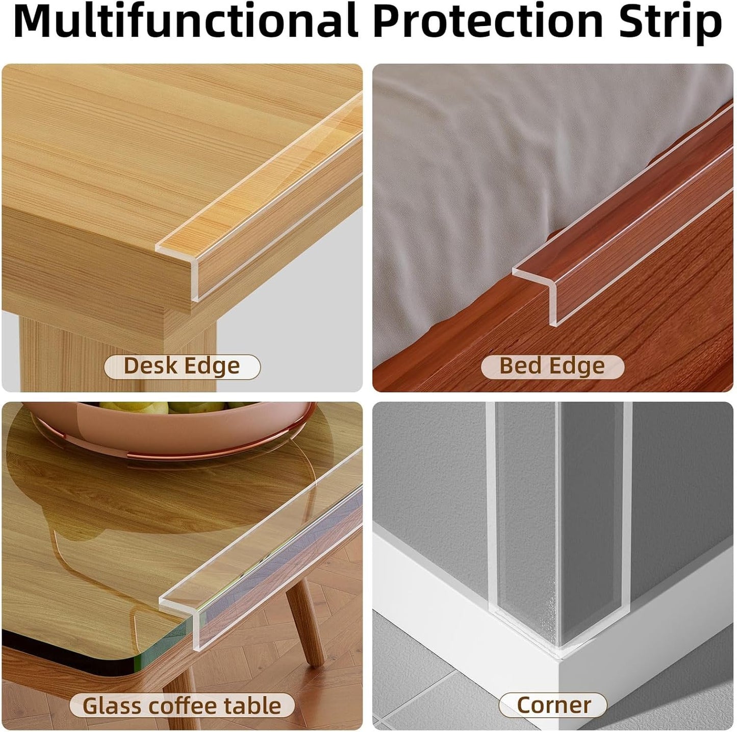 COUMENO Clear Edge Protector, 1.2inx9.84FT, Protection Desk Corner Corner Anti-Bump Anti-Bump Home Wrap Invisible, Anti-Sharp Edge Protector (Clear)