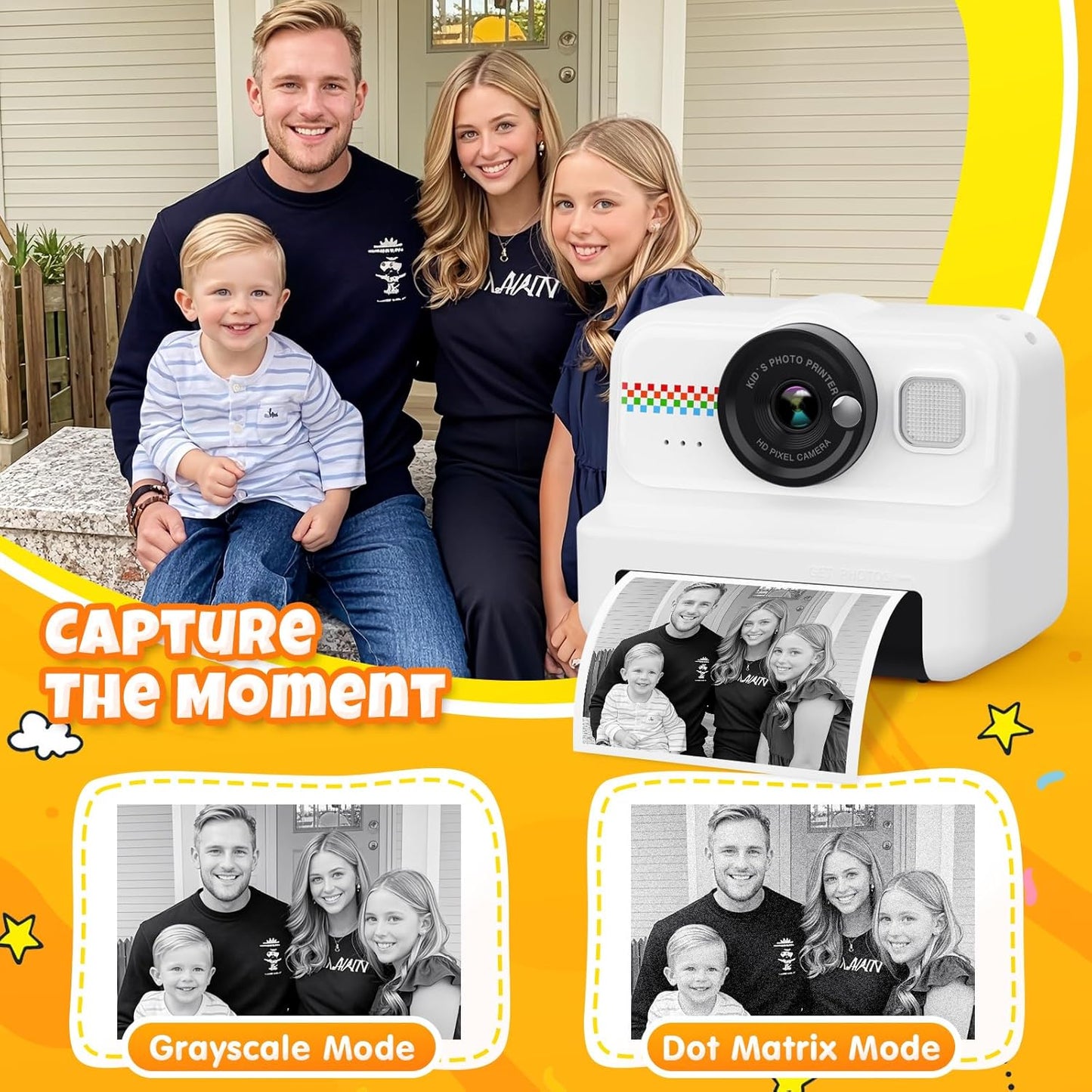 HiMont Kids Instant Camera HD / 1080P Kids Instant Camera with 32GB Card and 3 Rolls of Printing Paper, Kids Gift for Girls Boys 3-14