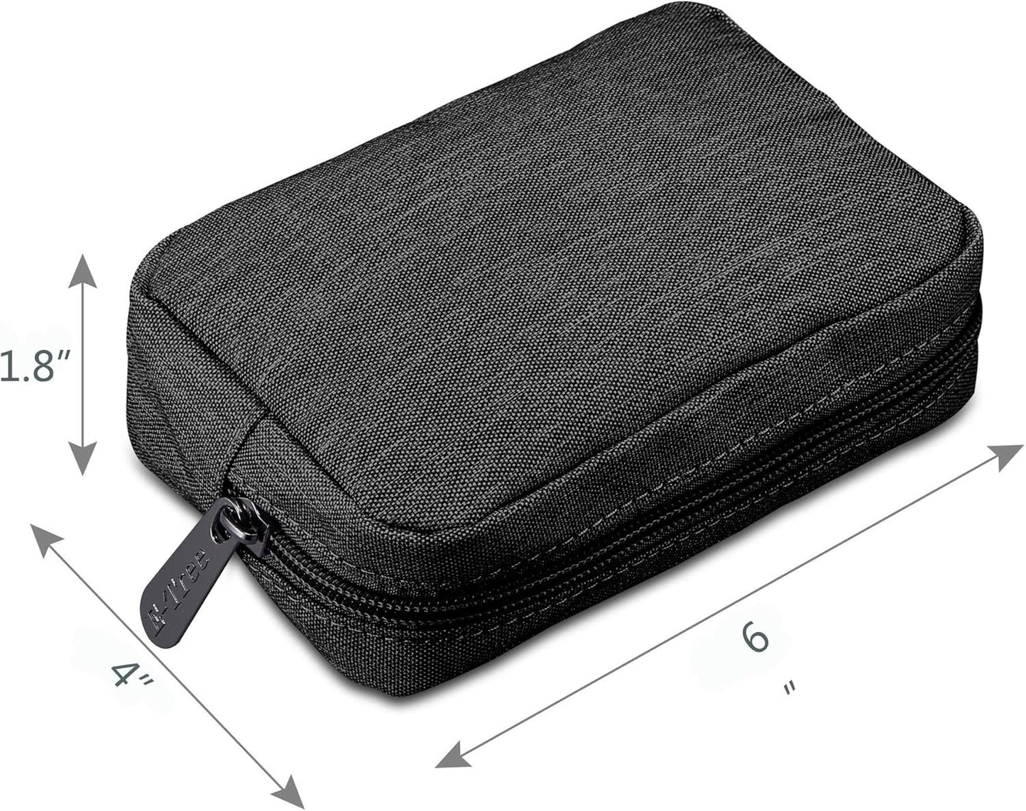 E-Tree 7 inch Canvas Zippered Small Bag, Mini Travel Makeup Carrying Case, Cosmetic Bag, Portable Electronics Accessories Organizer, Tiny Coin Purse Wallet, Little Pouch for Little Items, Black