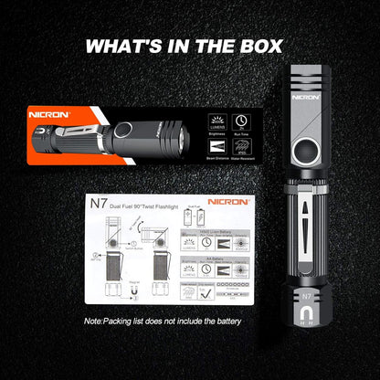 Flashlight, NICRON N7 600 Lumens Tactical Flashlight, 90 Degree Mini Flashlight Ip65 Waterproof Led Flashlight 4 Modes- Best High Lumens are for Camping, Outdoor, Hiking （Not Including Batteries）Gift