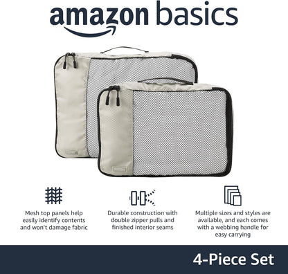 Amazon Basics Large Travel Cube Organizer Set, grey