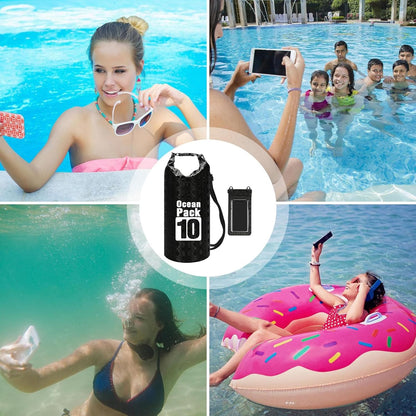 Gitekain Waterproof Bag, Portable Pouch, Lightweight Roll Top Storage Backpack, Ideal for Beach, Camping, Commuting, Shopping, Outdoor Travel and Adventures 16.14x7.68x0.2 Inch