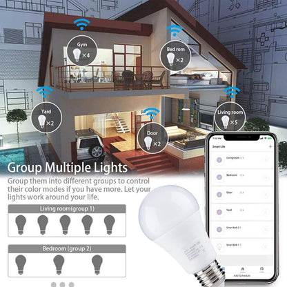 Smart Light LED Light Bulb WiFi Smart Smart Bulb 9W RGB for Alexa and Google Home Dimmable Timer Music Mode 16 Million Colors Capture Mode (Colour) Smart Bulb Lighting