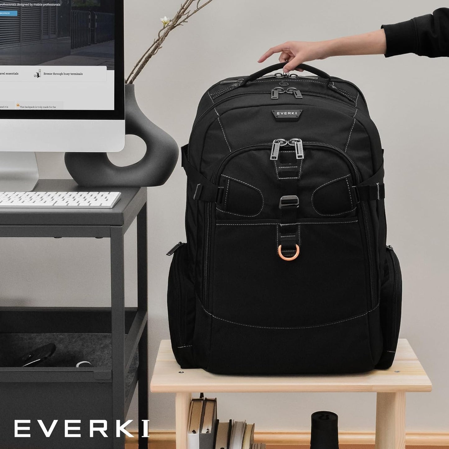 EVERKI Business 120 EKP120 18.4 Inch Laptop Backpack, Ideal for Large Laptops, Workstations and Gaming, Organizer Compartments, Padded Shoulder Straps, Water Resistant