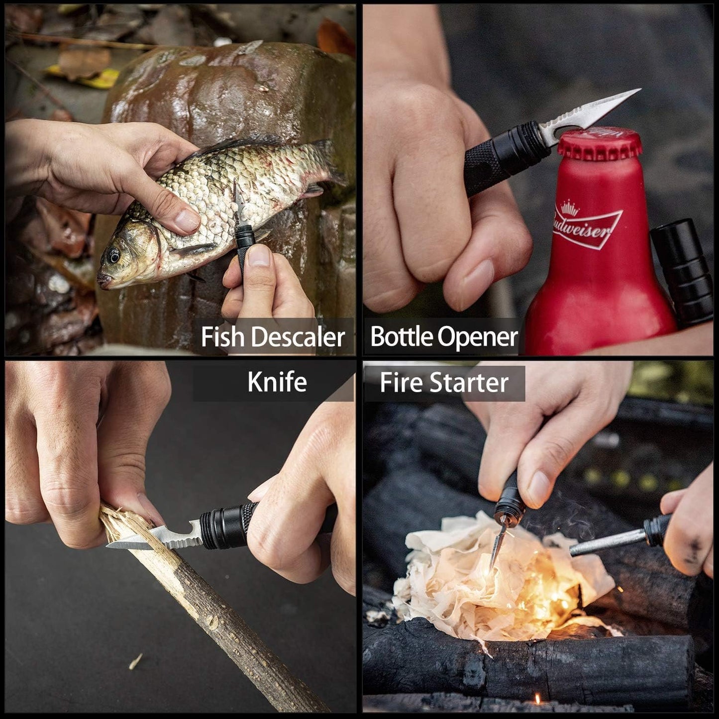 Survival Multi-Tool with Fishing Tool, Fire Starter, Survival Whistle, Window Breaker,Bottle Opener for Everyday Carry Survival Gear Gifts for Men
