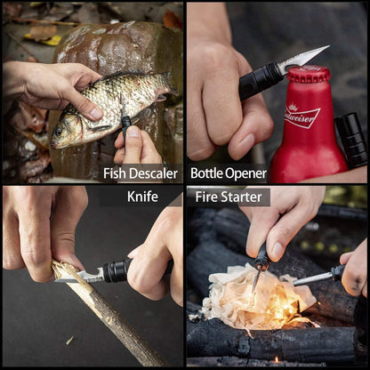 Survival Multi-Tool with Fishing Tool, Fire Starter, Survival Whistle, Window Breaker,Bottle Opener for Everyday Carry Survival Gear Gifts for Men