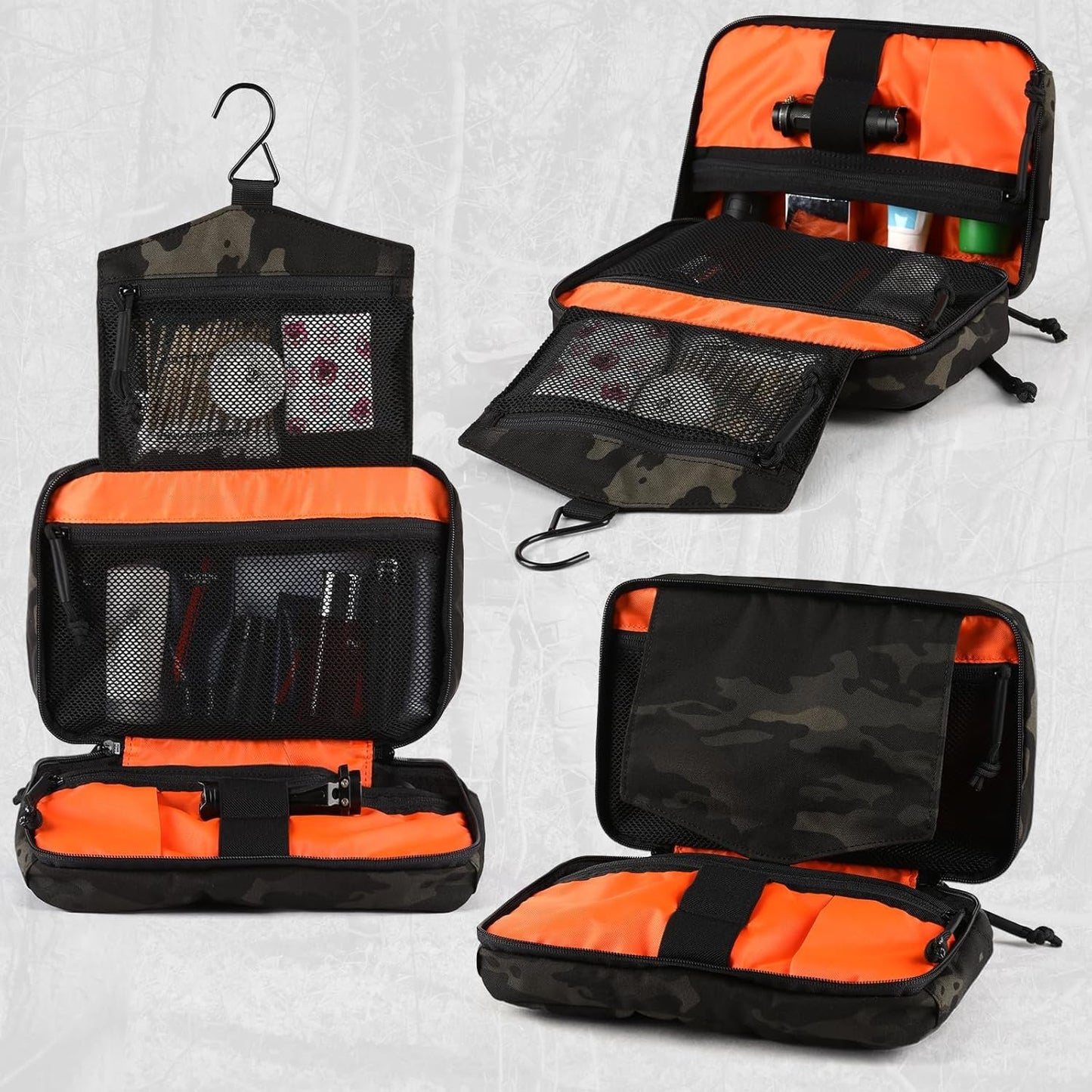 VOTAGOO GEAR Tactical Toiletry Bag Hygiene Bag EDC Military Tool Molle Pouches Small Dopp Kit Travel Shower Bag for Men, Dark