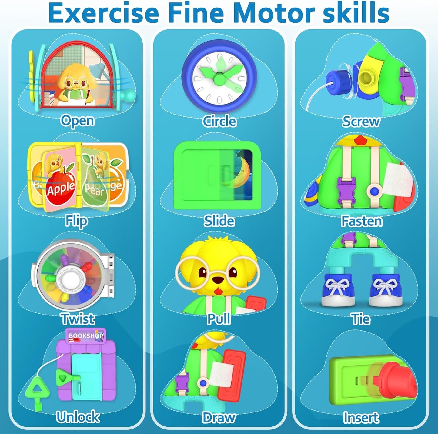 Montessori Busy Board for Toddlers 1-3 with Music, 20+ Activity Toddler Educational Toys Age 1-2, Learning Toy for 1 2 3 Year Old Boy Girl Christmas Birthday Gift