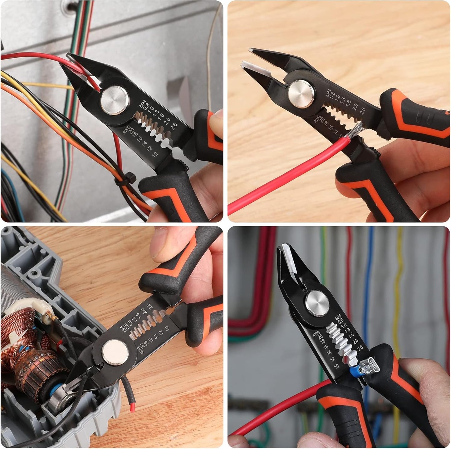 ValueMax Wire Stripper and Cutters, 10-22 AWG Wire Stripper Tool, 6-inch Flush Cutters with Safety Lock and Curved Bevel Design, Suitable for Electronics, Jewelry, 3D Printing, and Crafts