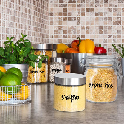 FYY Home Organization Labels,168PCS Preprinted Food Label Stickers for Kitchen Pantry Storage and Cleaning,Water & Oil Proof Pantry Label Stickers for Jars, Canisters,Boxes,Bins, Black