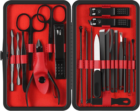 Nail Clippers, 22 in 1Nail Clippers Pedicure Kit, Stainless Steel Portable Nail Scissors Grooming Kit, Professional Tweezers & Nail File Kit Nail Tools for Men Women