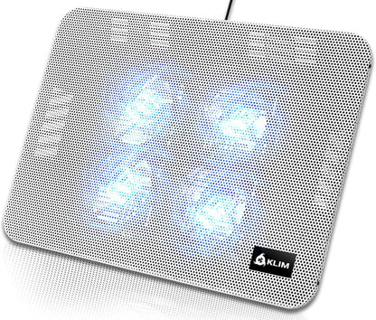 KLIM Serenity + Laptop Cooling Pad for Laptop + 11 to 15.6 inches + Perfect for Small and Medium Laptops + Stable and Sturdy Metal Grid + Silent Laptop Cooling Stand + White