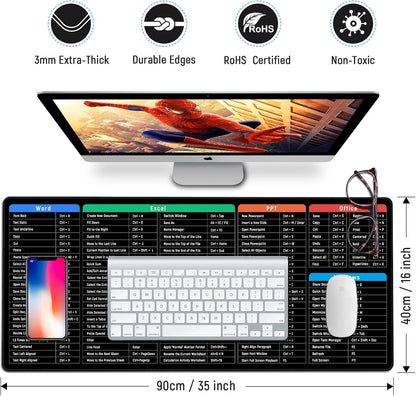 JIALONG Large Mouse Pad Desk Mat Office Shortcuts Mousepad with Personalized Design Extended Size 35.4 X 15.7inches by Office Users