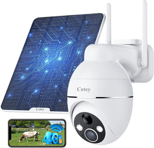 4G LTE Cellular Solar Security Camera Wireless Outdoor, No WiFi Needed, Solar Powered IP65 Waterproof, 2K Color Night Vision, 2 Way Talk, PIR Motion Alerts for Off-Grid Farm, Ranch, Rural Property