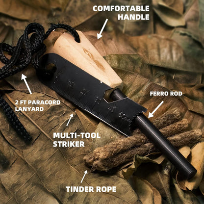 Fire Starter Survival Tool,Ferro Rod Fire Starter Kit & Backpacking Multitool,Flint and Steel,Firestarter Survival,fire Steel