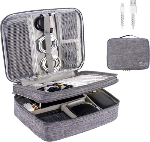OrgaWise Travel Cable Organizer Accessories Case Cable Bag for Carry Camera, iPad and Memory Card with Set of 2 Data Lines Protect Set