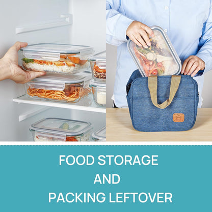 Vtopmart 5 Pack 35oz Glass Food Storage Containers with Lids, Meal Prep Containers, Airtight Lunch Containers Bento Boxes with Snap Locking Lids for Microwave, Oven, Freezer and Dishwasher