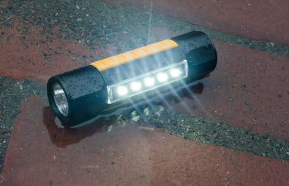 Cat CT3410 Dual Beam Aluminum Tactical Light – Double-Duty 275 Lumen Top Beam, 200 Lumen Flood Panel Light, Black/Yellow