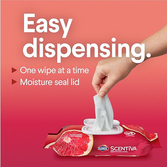 CLOROX Scentiva Disinfecting Wipes, Grapefruit and Orange Blossom, 75 Ct., Pack of 3 (Pack May vary)