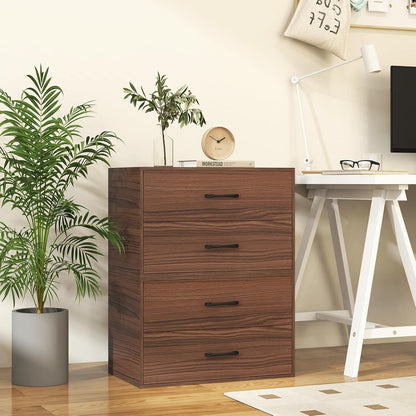 KOMFOTTEU Chest of Drawers with 2 Drawers, Anti-tipping Device Small Wooden Furniture for Bedroom, Living Room, Office, Bedside, 60 x 34 x 38 cm (Walnut)