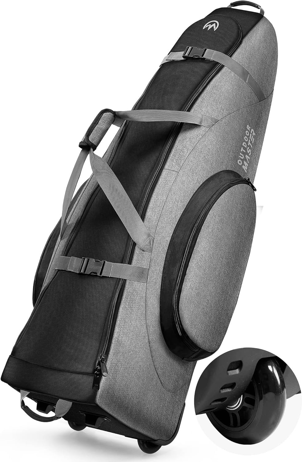 OutdoorMaster Padded Golf Club Travel Bag with Wheels, 900D Heavy Duty Oxford Golf Travel Case, Soft-Sided Golf Club Bag, Shoes and Accessories Compartment