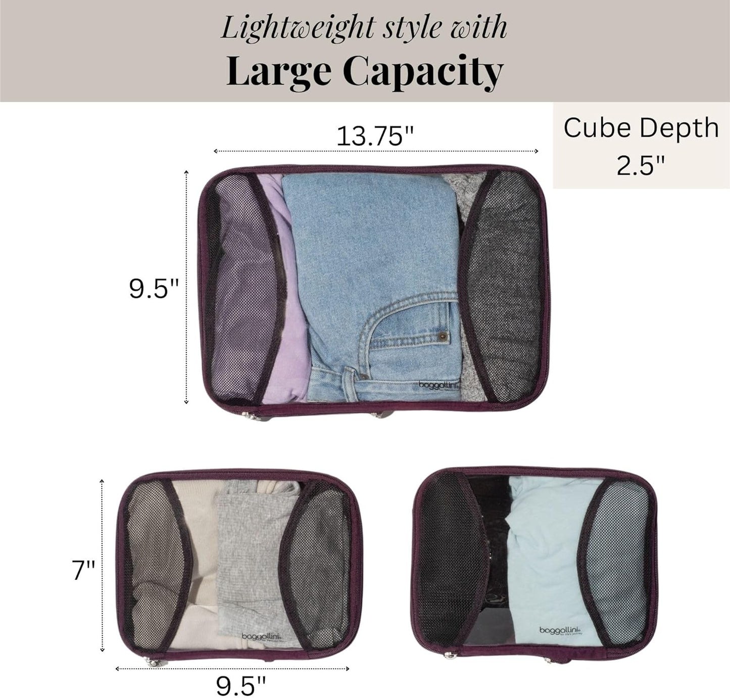 Baggallini 2 Med + 1 Large Compression Cube