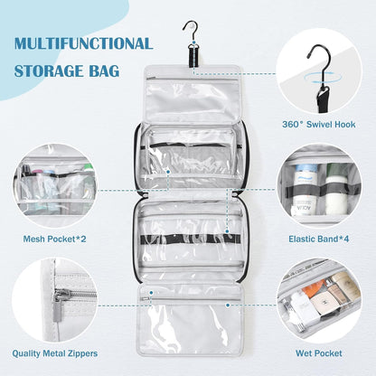 GOLF QUALITY Travel Toiletry Bag with Jewelry Organizer, Hanging Toiletry Bag for Toiletries Puffy Cosmetic Make up Bag Organizer Carry-on Travel Accessories Essentials,Black