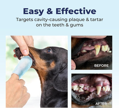 Vetnique Dentabliss - Dog Teeth Cleaning Finger Mitt Dental Wipe - Dog Plaque and Tartar Remover with Brushing Beads - Convenient Dog Teeth Wipes (Chicken)