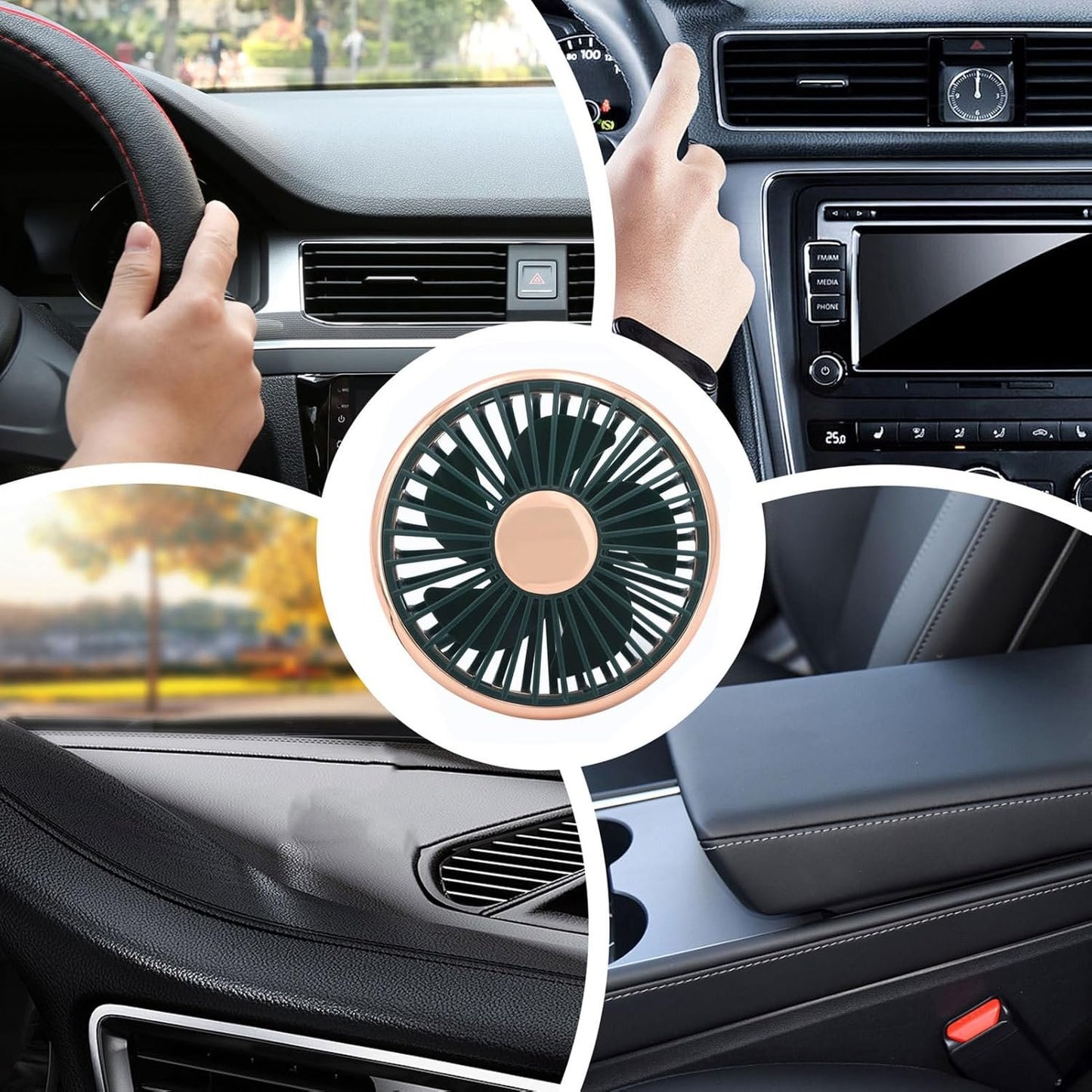 USB Powered Fan | Car Fans That Blow Cold Air,Automobile Interior Accessories, 3 Speeds Adjustable Ventilation Device With Light For Truck Rv Vehicle
