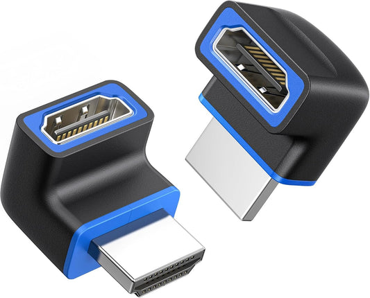 Cable Matters 2-Pack 270 Degree Angle Male to Female 8K HDMI Adapters (Right Angle HDMI Adapter, Right Angle HDMI Cable Adapter) with 8K@60Hz and 4K@120Hz Support in Black