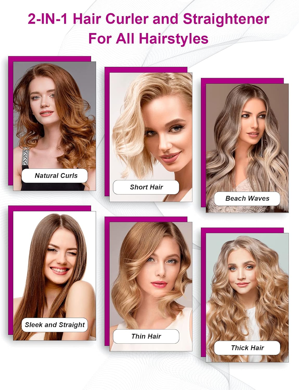 LANDOT Hair Straightener and Curler 2 in 1 - Twist Straightening Curling Iron Combo - Flat Iron Curling Iron in One for Curl Wave Straighten Hair