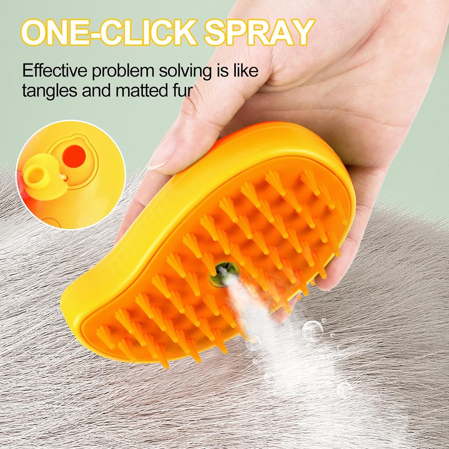 Byffoer Cat Steamy Brush,Steam Cat Brush for Cats with Steam, 3 in 1 Steam Brush for Cats Steamy BrushCat Hair Brush for Long and Short Hair (Yellow)