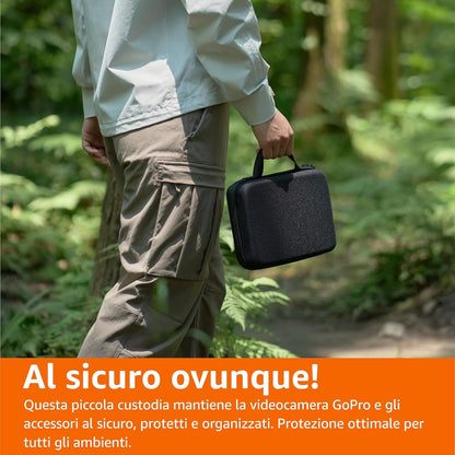 Amazon Basics Medium Protective Case for GoPro and Action Cam with Foam Inside, Portable & Lightweight, 9 x 7 x 2.5 inches, Black, Solid