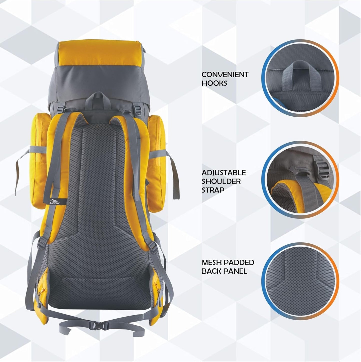 TRAWOC VORTEX 60 Ltr Travel Backpack Hiking Trekking Bag Rucksack Bag for Men & Women